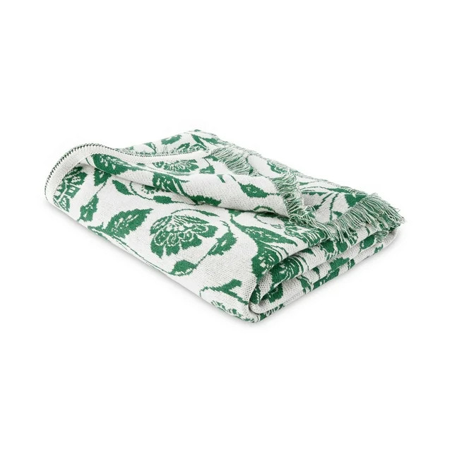 Mainstays by Becky G. & Alejandra Tapestry Knit Throw, Green Floral, 50" x 60" | Walmart (US)