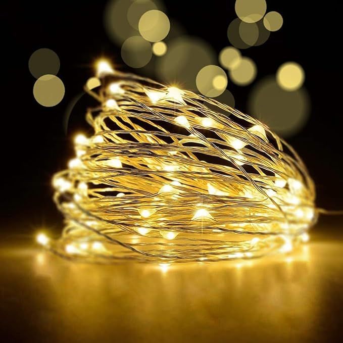 YoTelim LED Fairy String Lights with Remote Control - 2 Set 100 LED 33ft/10m Micro Silver Wire In... | Amazon (US)