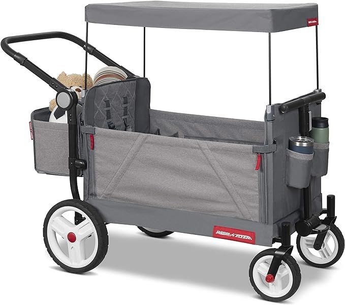 Radio Flyer Odyssey Stroller Wagon, Baby Stroller Wagon with Canopy and Bag, Grey | Amazon (US)