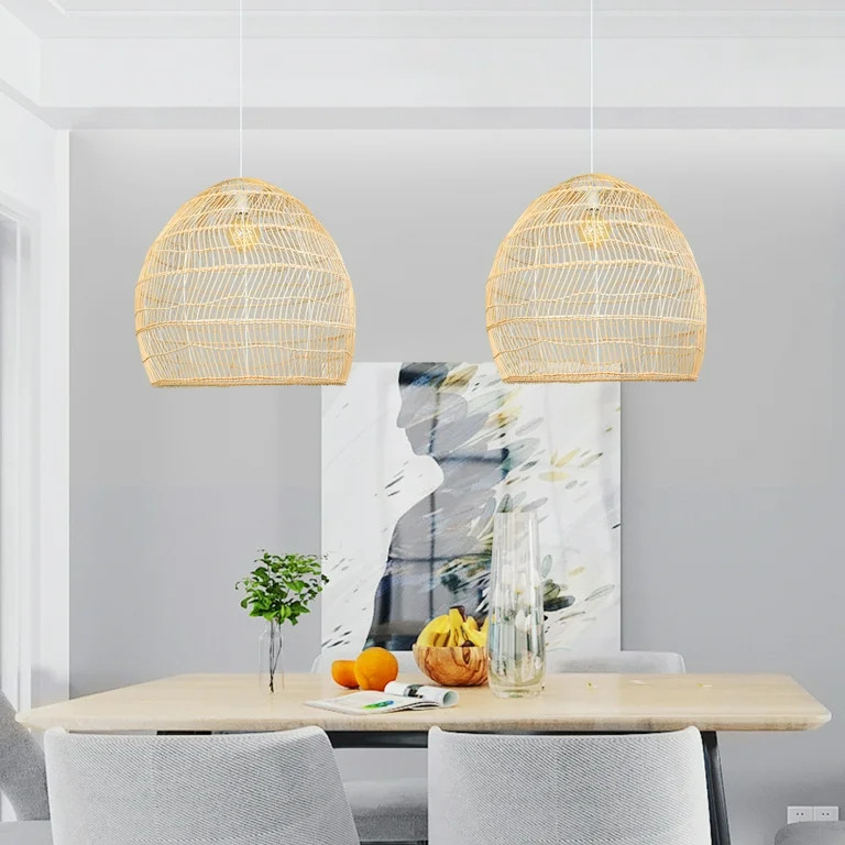 FAFIAR Rattan Pendant Light Wicker Ceiling Fixtures Weave Chandelier Pendant Shade for Dining Liv... | Walmart (US)