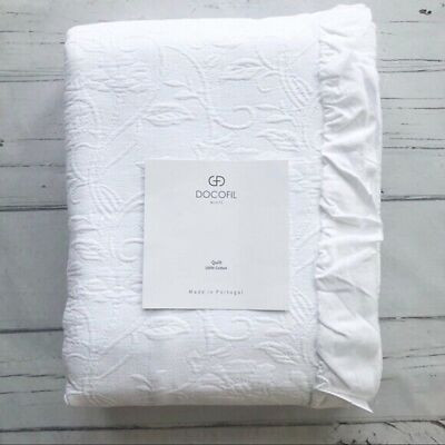 DOCOFIL Portugal WHITE FLORAL MATELASSE King COVERLET Ruffled Bedspread Cottage  | eBay | eBay US
