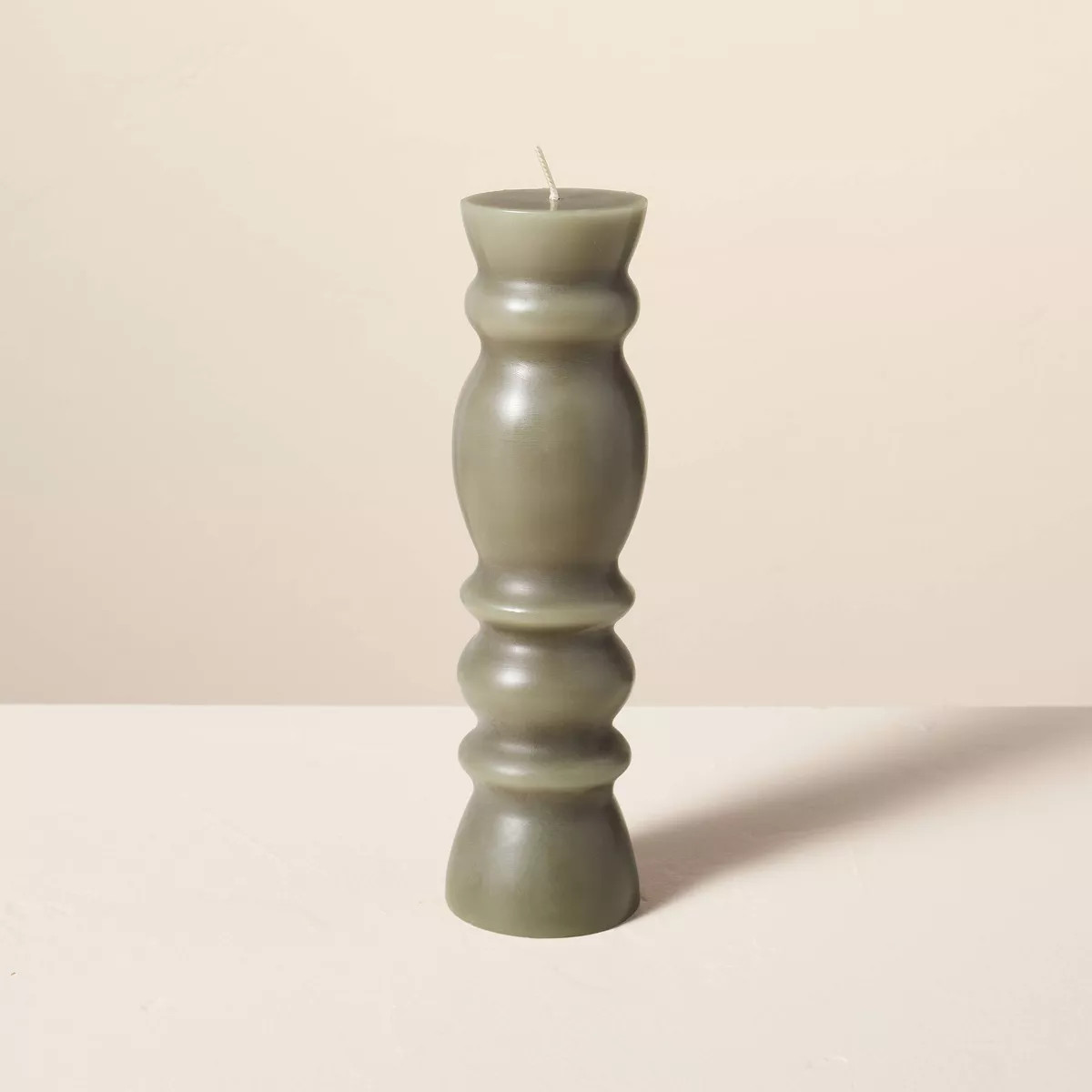 Spindle Sculpted Candle Green - Hearth & Hand™ with Magnolia | Target