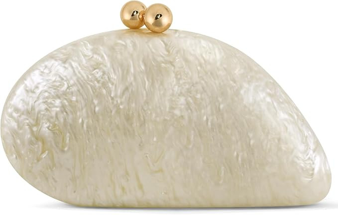 Acrylic Seashell Clutch Purse for Women, Elegant Marble Evening Bag with Gold-Tone Magnetic Clasp... | Amazon (US)