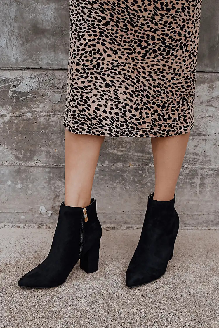 Ottava Black Suede High Heel Booties | Lulus (US)