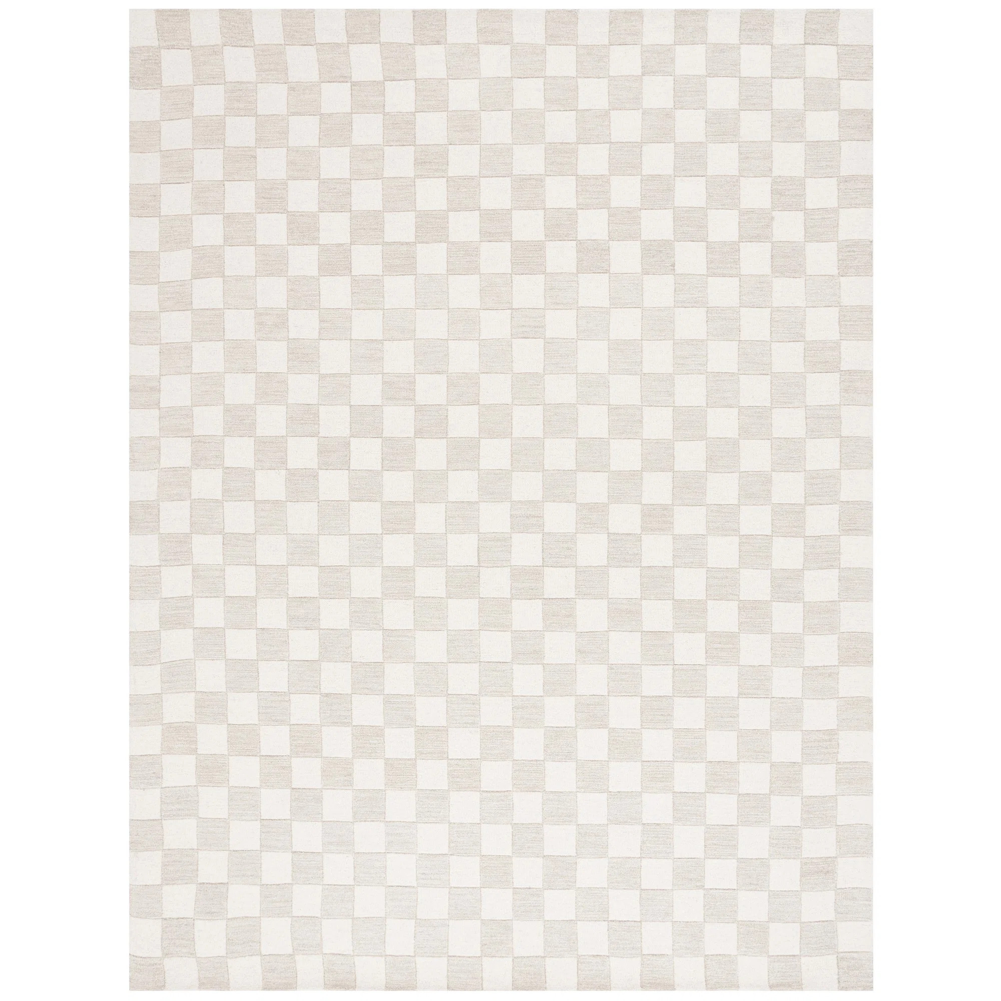 Msr4760 Martha Stewart Hand Tufted Wool/Cotton Checkered Rug in Beige/Ivory | Wayfair North America