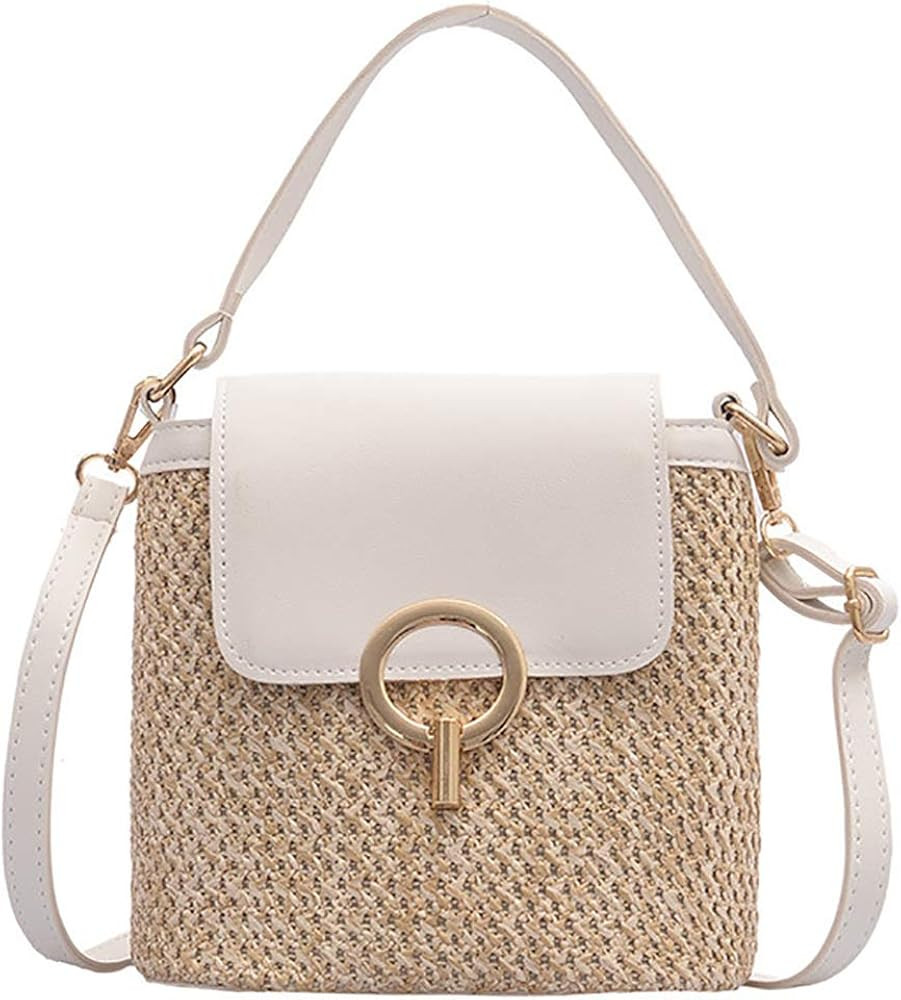 Women Straw Woven Tote Hand-woven Beach Sea Straw Clutch Bags Mini Crossbody Bag | Amazon (US)