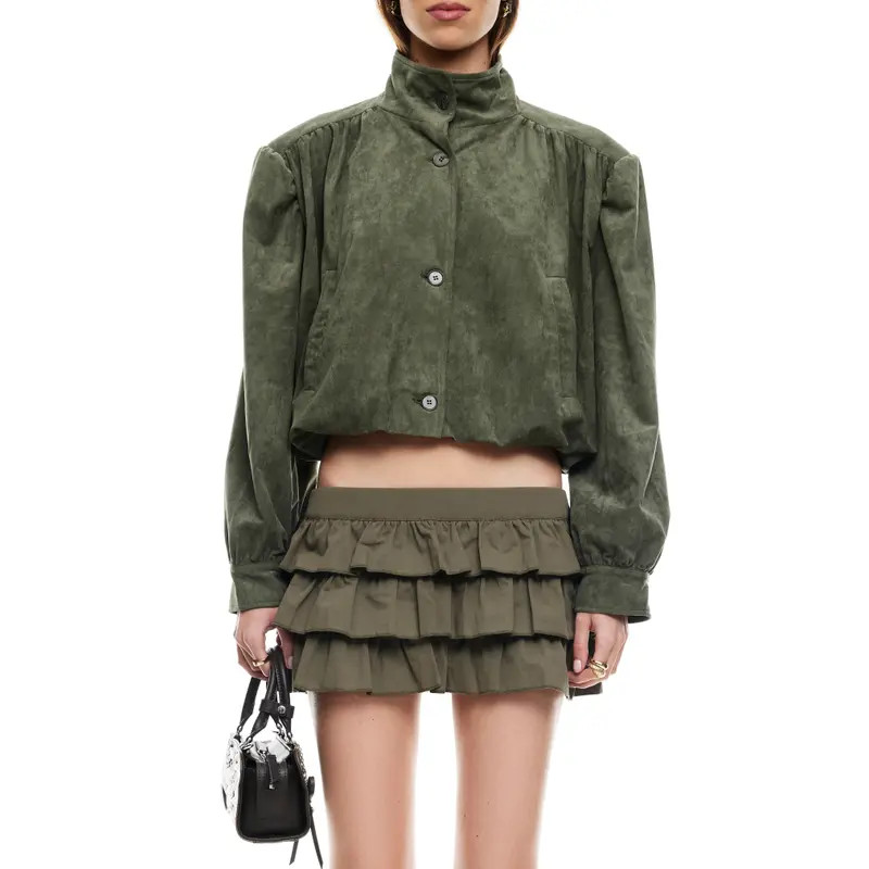LIONESS Luminous Faux Suede Jacket in Safari at Nordstrom, Size X-Small | Nordstrom