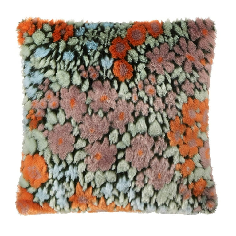 Beautiful Faux Fur Floral Pillow by Drew Barrymore, 20" x 20" | Walmart (US)