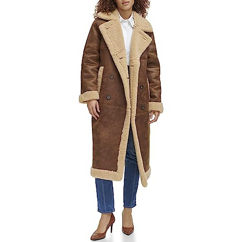 Levi's Women's Faux Shearling Long Coat, Brown | Amazon (US)
