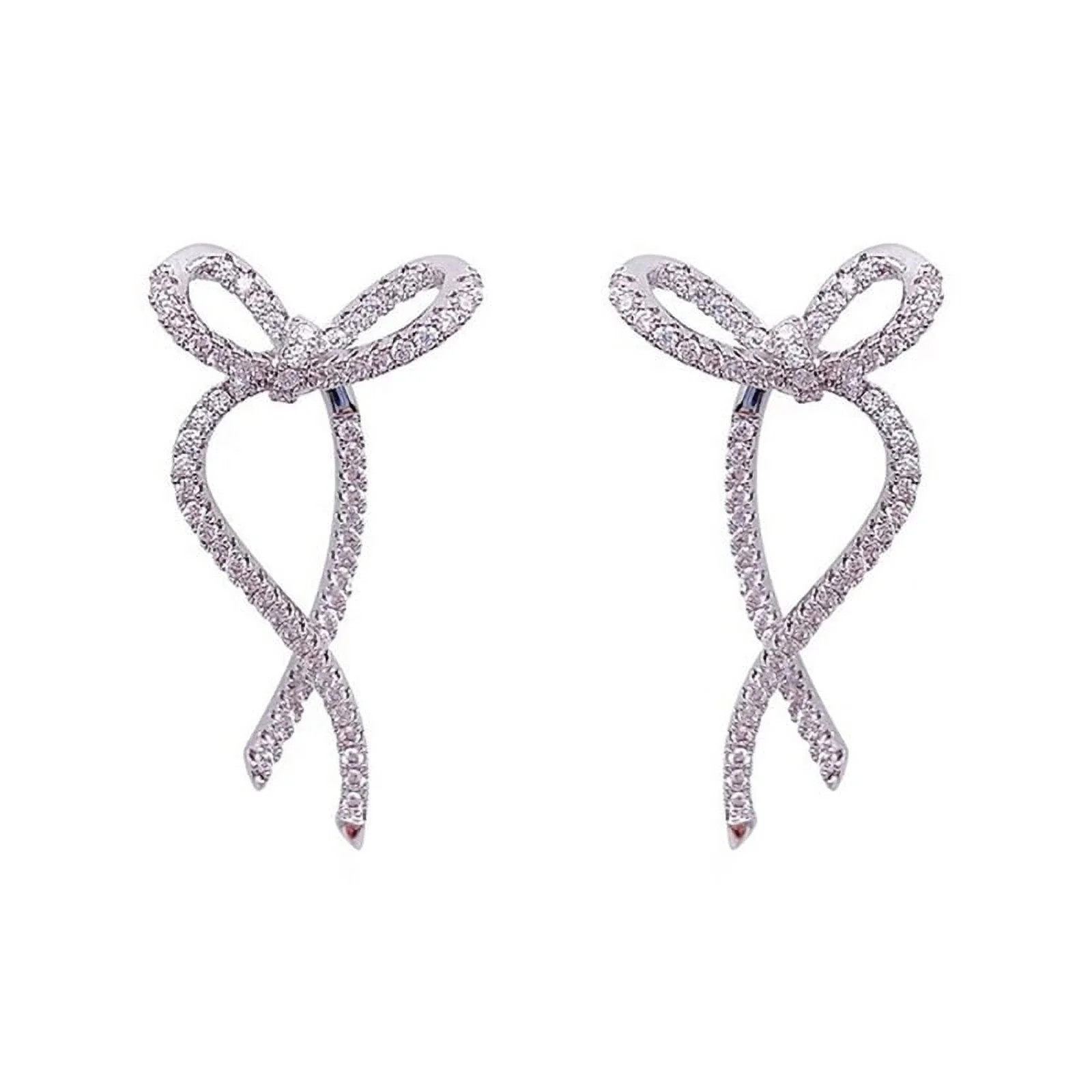 ZPAQI Stylish Rhinestone Earrings Trendy Bowknot Statement Studs Bow Shape Earwears For Valentine... | Walmart (US)