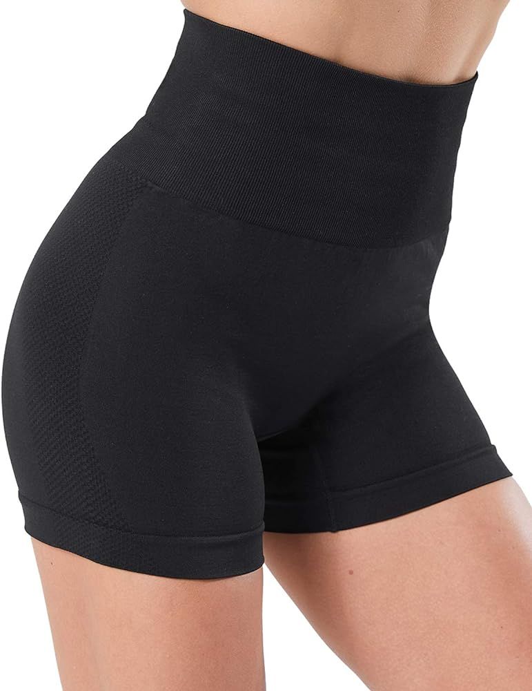 NORMOV Seamless Gym Shorts Women Workout Short,High Waist Yoga Shorts Spandex Tummy Control | Amazon (US)