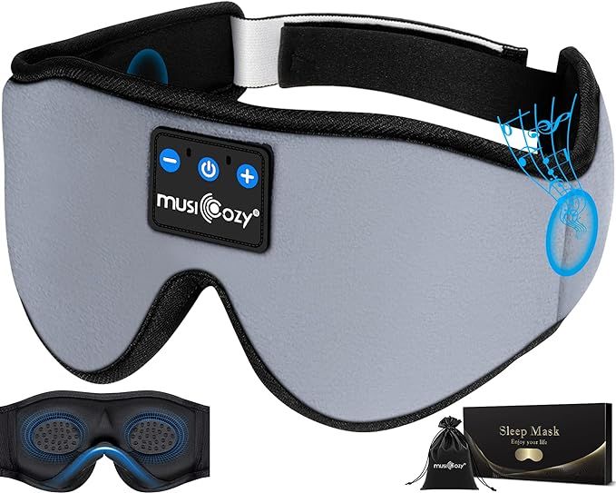 MUSICOZY Wireless Bluetooth 5.2 Sleep Headphones Headband, Music 3D Eye Sleeping Mask Earbuds Bui... | Amazon (US)