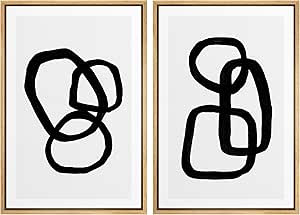 SIGNWIN Framed Canvas Print Wall Art Set Mid-Century Geometric Ring Collage Abstract Shapes Illus... | Amazon (US)