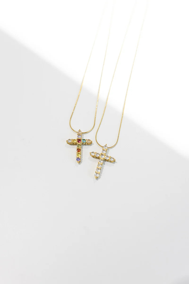 Lorraine Stone Cross Pendant Necklace - Beljoy Jewelry | BÉLJOY