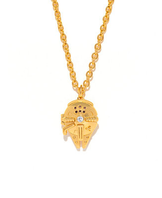 Girls Crew Star Wars Millennium Falcon Locket Gold Plated Necklace - Macy's | Macy's