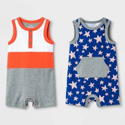 Baby Boys' 2pk Americana Romper Set - Cat & Jack™ Gray | Target