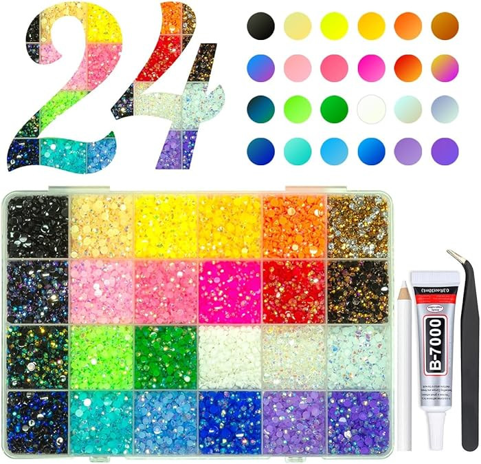 20000PCS 24 Color Jelly Resin Rhinestones w B7000 Glue for Bedazzling Crafting 3mm 4mm Flatback R... | Amazon (US)