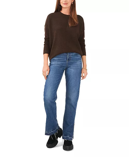Women's Cozy Crewneck Long-Sleeve Extend-Shoulder Sweater | Macy's