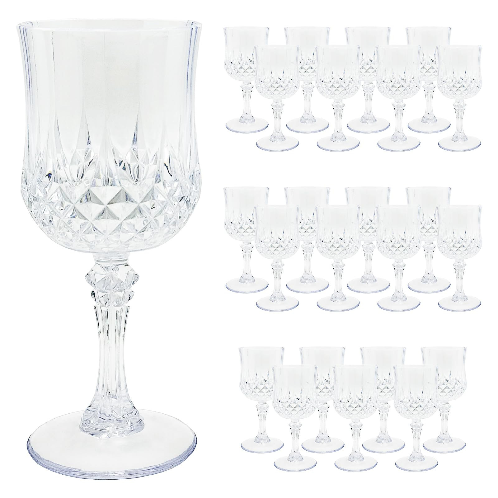 24 PCS Plastic Wine Glasses Clear,Reusable Plastic Wine Glasses,White Goblet Glass,Durable and St... | Amazon (US)