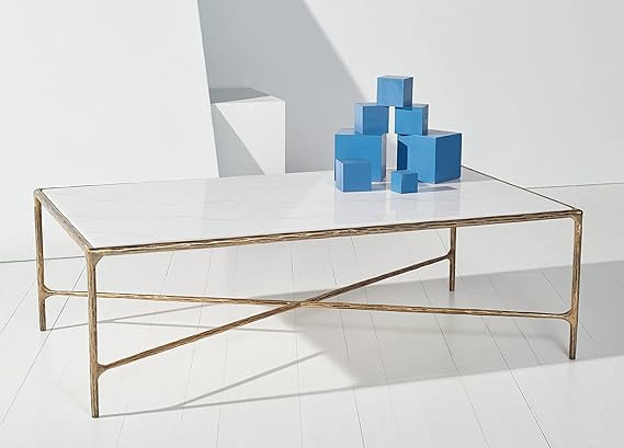 SAFAVIEH Couture Home Collection Jessa Metal Marble Top Rectangle Coffee Table (Fully Assembled) ... | Amazon (US)