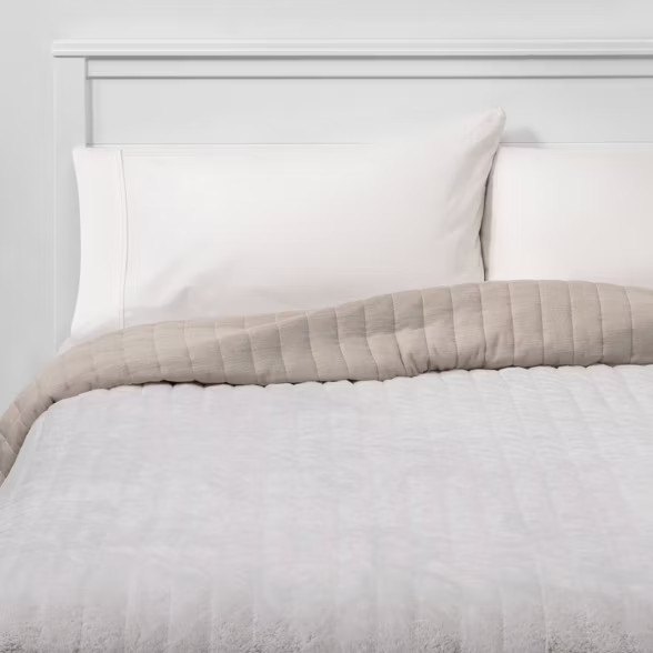 Threshold™ Reversible Heathered Flannel and Faux Fur Quilt | Target