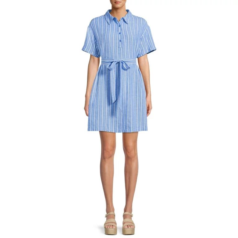 The Get Women's Short Sleeve Babydoll Mini Dress with Tie | Walmart (US)