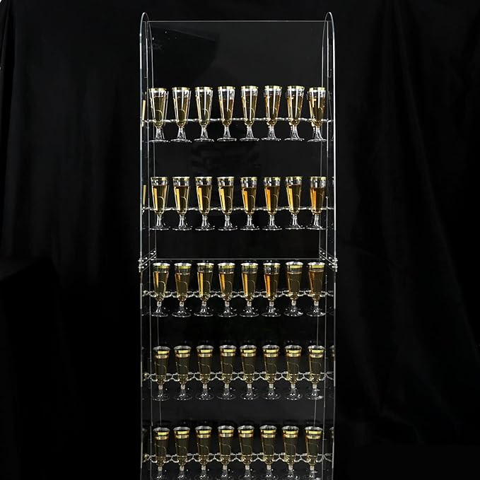 TABLECLOTHSFACTORY 5ft Clear Acrylic 5-Tier Wine Glass Stemware Rack, Champagne Flute Holder Wall... | Amazon (US)