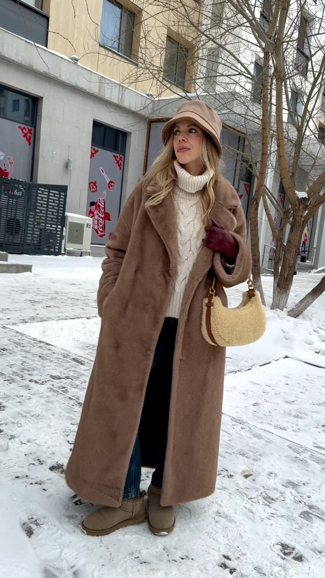 Beige faux fur coat, shearling coat, cable knit sweater, Zara mom jeans (these are perfect with Ugg ultra mini boots!)

#LTKSeasonal #LTKFindsUnder50 #LTKOver40