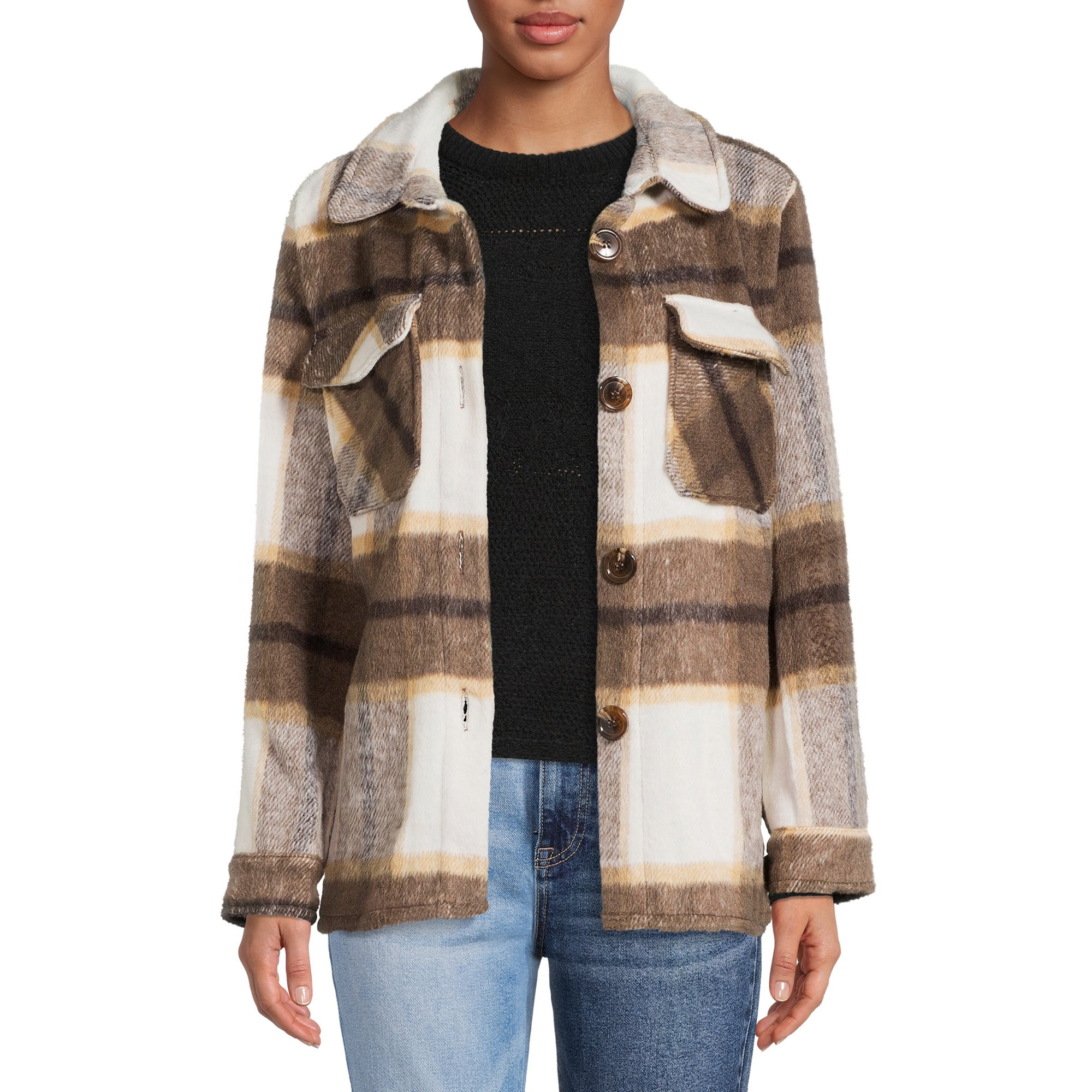 Jason Maxwell Women's Faux Wool Shirt Jacket | Walmart (US)