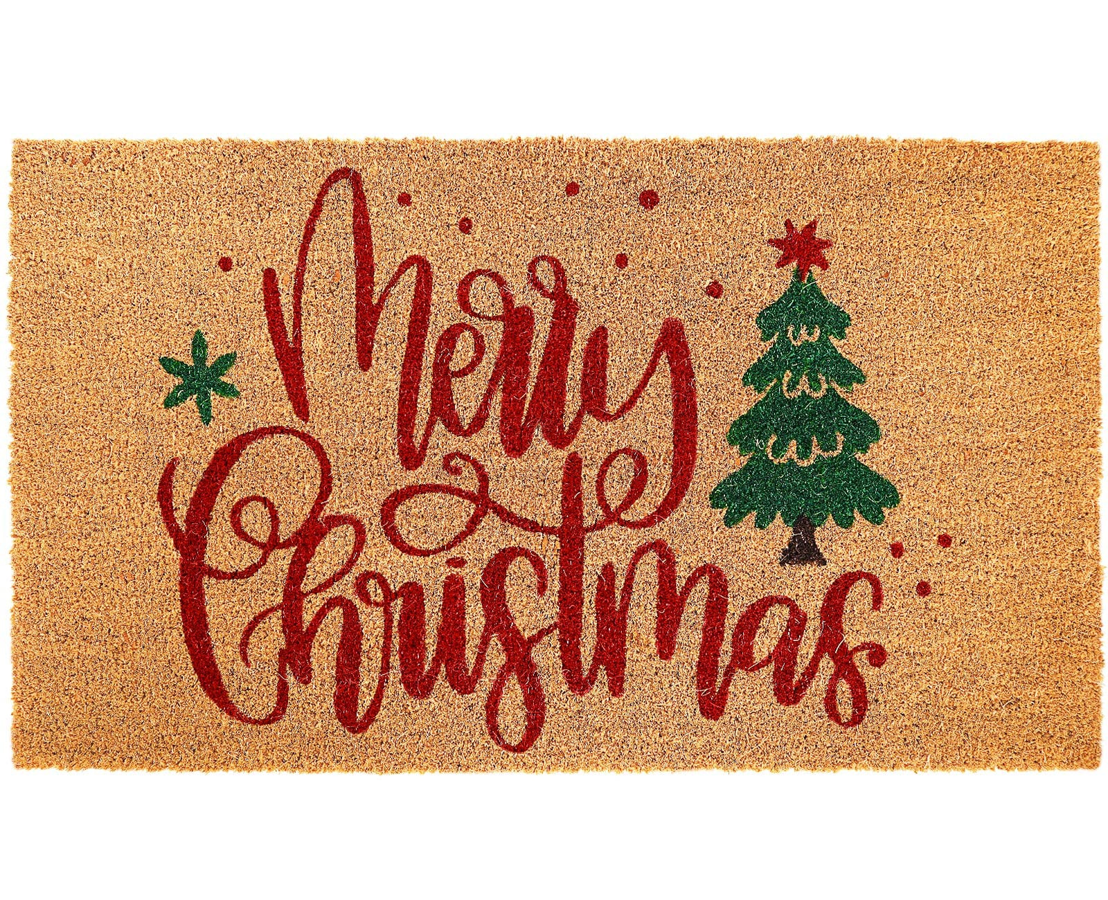 Whaline Merry Christmas Door Mats Natural Coir Doormat Non-Slip Floor Printed Xmas Tree for Chris... | Amazon (US)