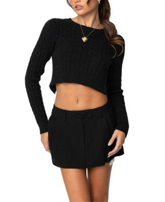Edikted Bow Back Cropped Cable Knit Sweater  | Bloomingdale's Women | Bloomingdale's (US)