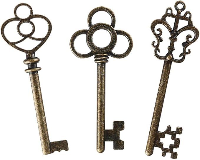 Mixed Set of 30 Large Skeleton Keys with Antique Style Bronze Brass Skeleton Castle Dungeon Pirat... | Amazon (US)