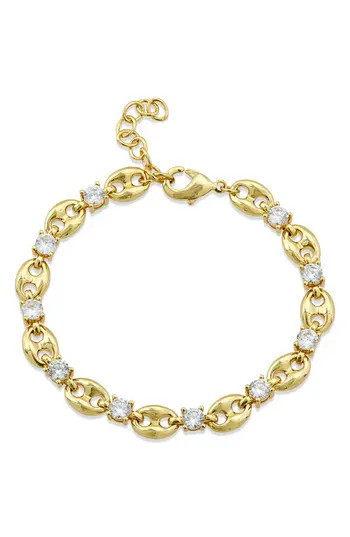 SAVVY CIE JEWELS Cubic Zirconia Mariner Link Chain Bracelet in Yellow at Nordstrom Rack | Nordstrom Rack