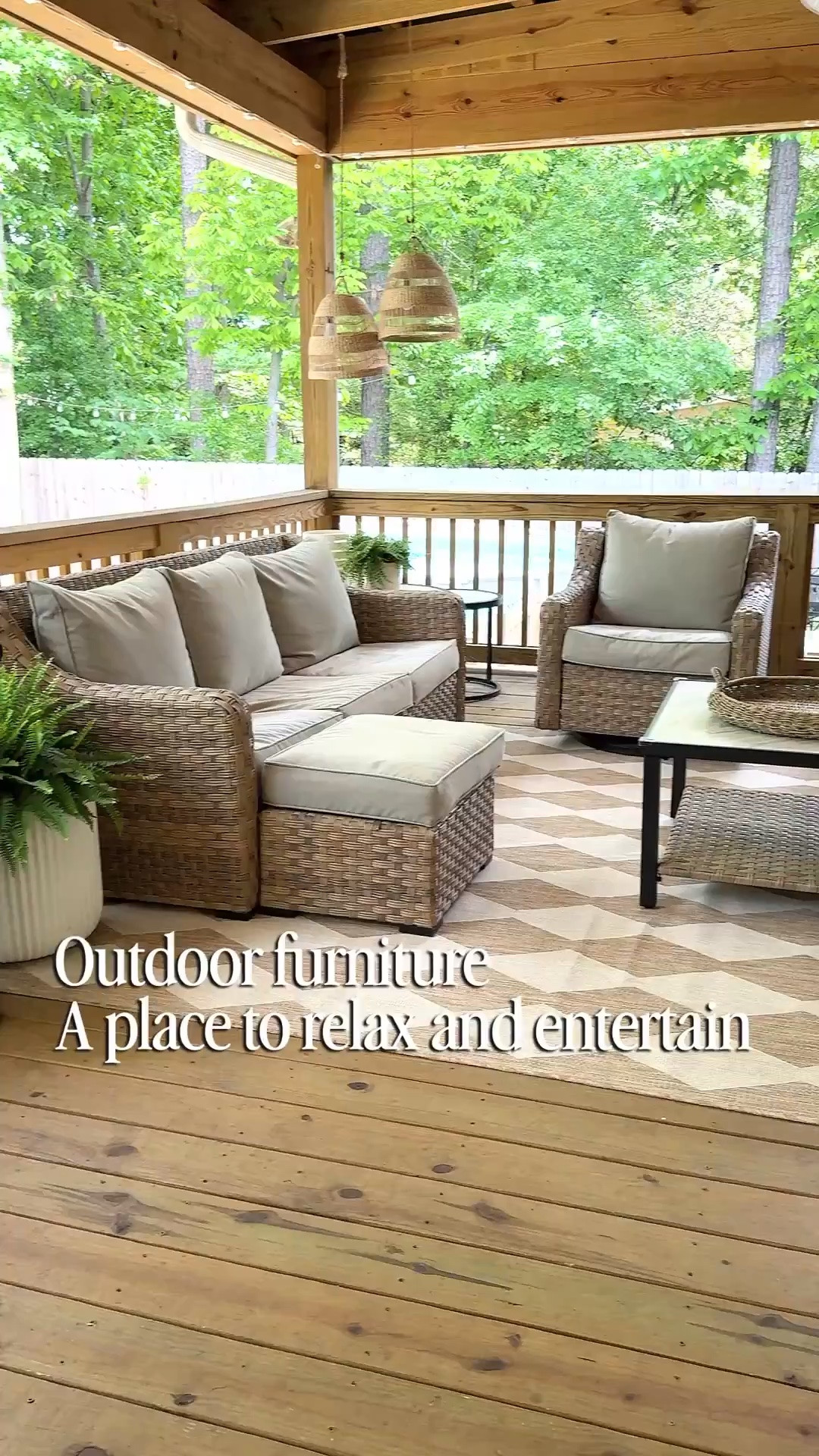 Outdoor furniture set 
Can also purchase extra pieces individually 
I have had this set for at least 4-5 years and it has held up great! 
The chairs swivel 360° and glide, cushions are treated with Scotchguard and comes with covers 

*linking my exact items and a few other options from the same brand

#LTKSeasonal #LTKHome #LTKmomlife