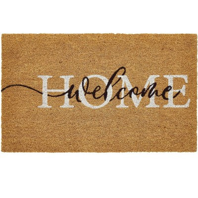 Kate Aurora Welcome Home Calligraphy Bristled Coir Outdoor Welcome Mat - 18"x30" | Target