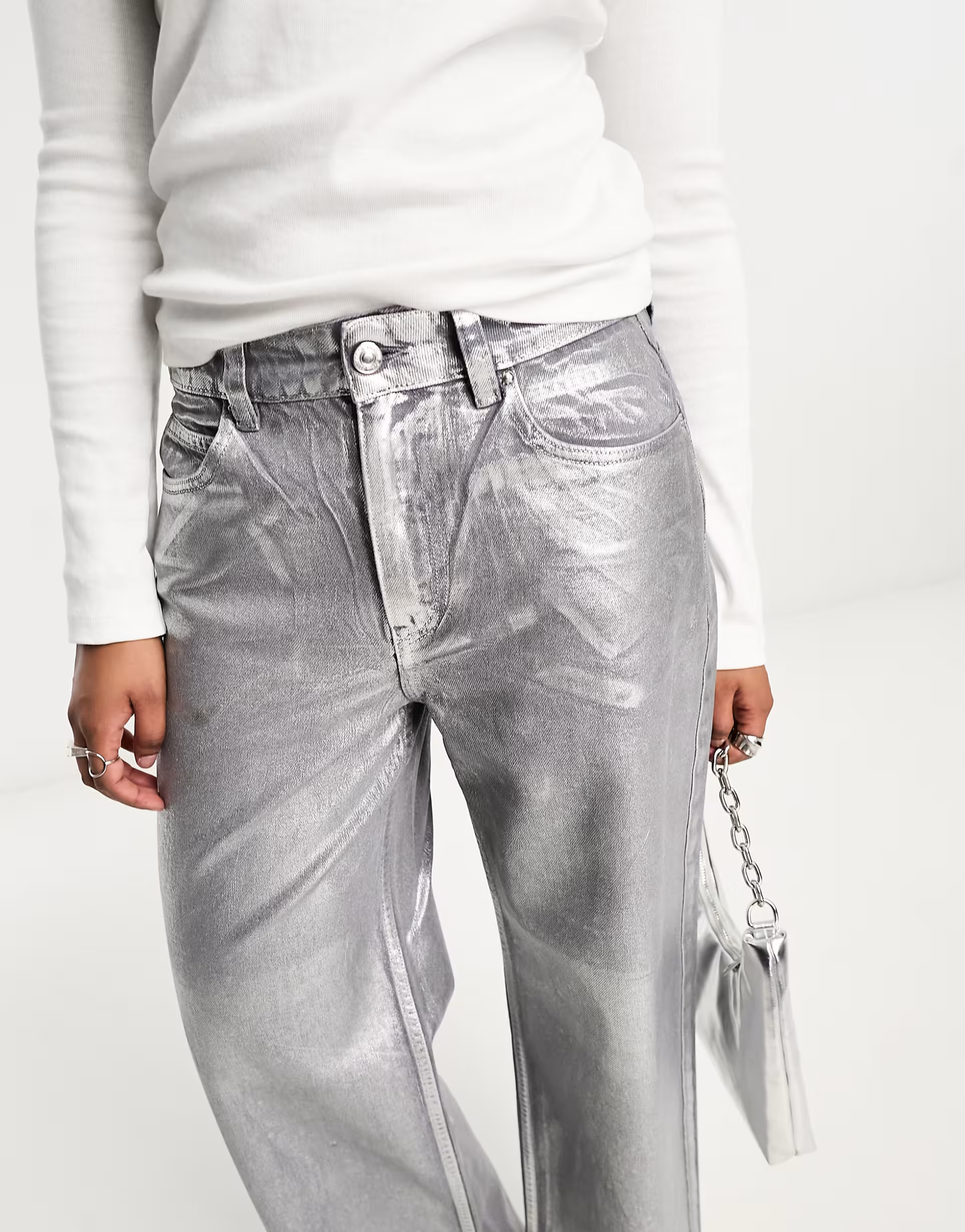 ASOS DESIGN dad jean in silver  | ASOS | ASOS (Global)