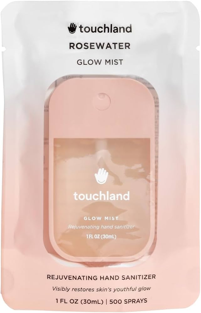 Touchland Glow Mist Revitalizing Hand Sanitizer Spray, Rosewater scented, 500-Sprays each, 1FL OZ | Amazon (US)