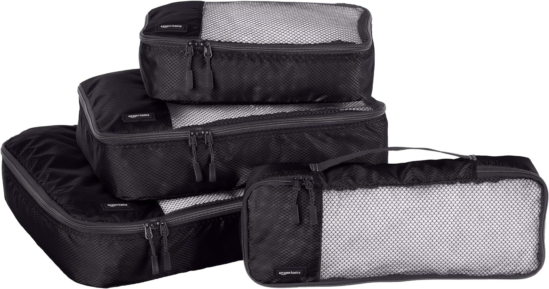 Amazon Basics 4 Piece Packing Travel Organizer Zipper Cubes Set, Small, Medium, Large, and Slim, ... | Amazon (US)