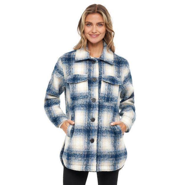 Women's Long Plaid Shirt Shacket Lined Coat - S.E.B. By SEBBY | Target