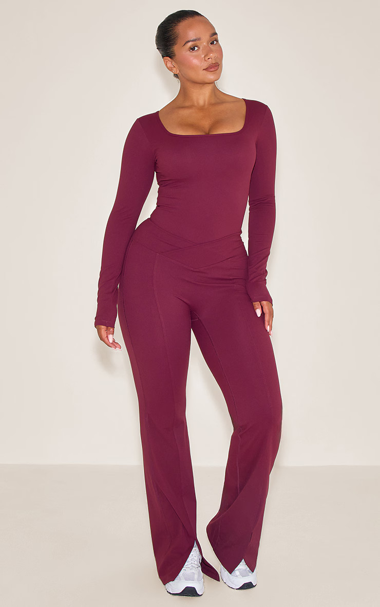 Shape Wine Sculpt Active V Waist Split Trousers | Shape | PrettyLittleThing UK