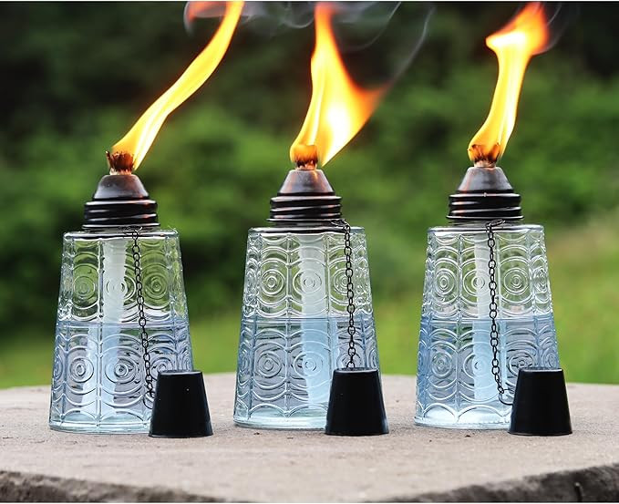 Seraphic Citronella Table Top Torches for Outdoor Patio, 16oz Decorative Glass Torch Citronella O... | Amazon (US)