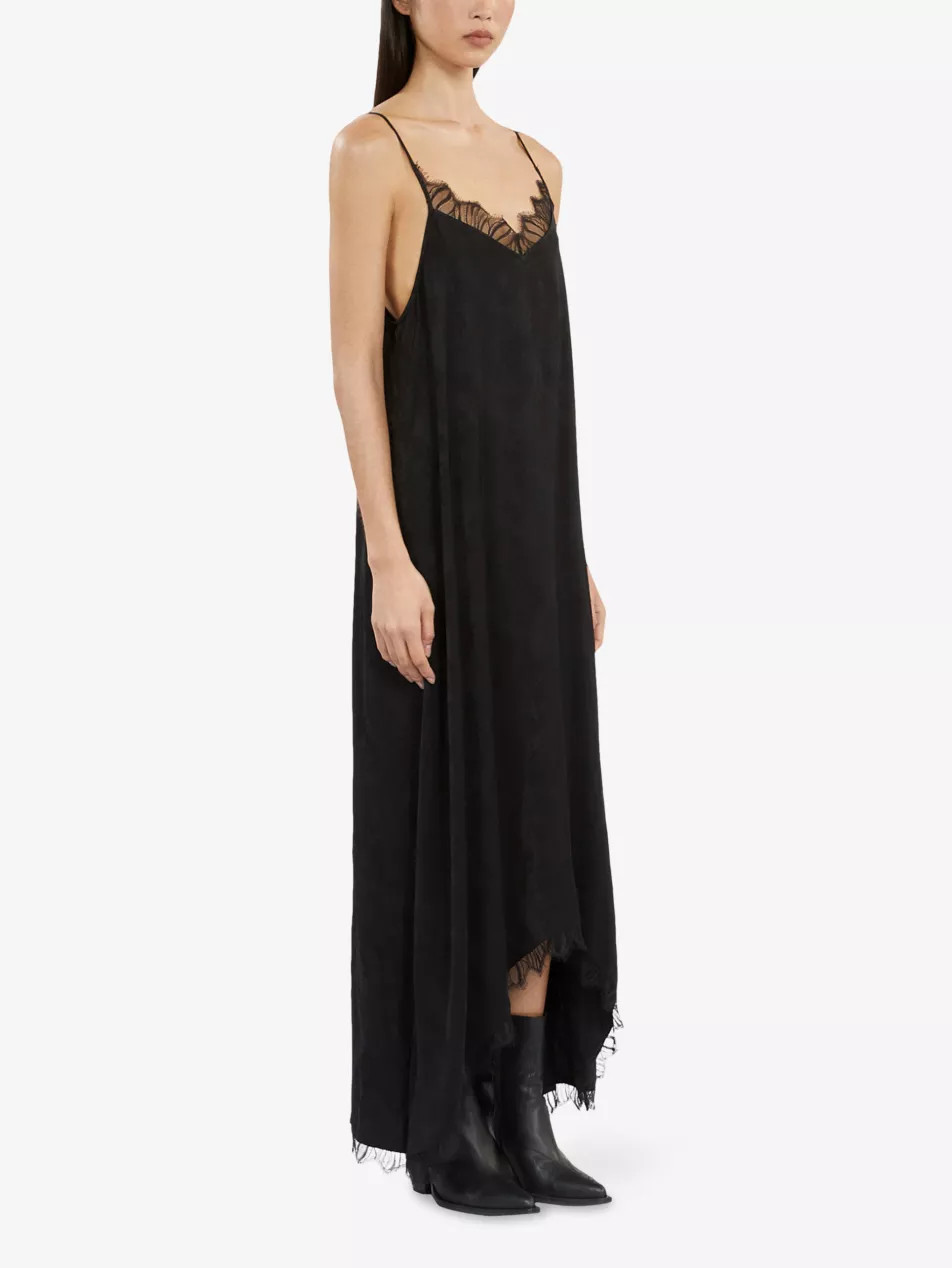 Lace-trim relaxed-fit woven midi dress | Selfridges