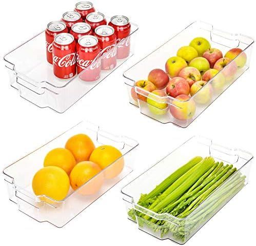 StorageWorks X-Large Fridge Organizer Bins, Clear Plastic Storage Bins with Handles for Freezer a... | Amazon (US)