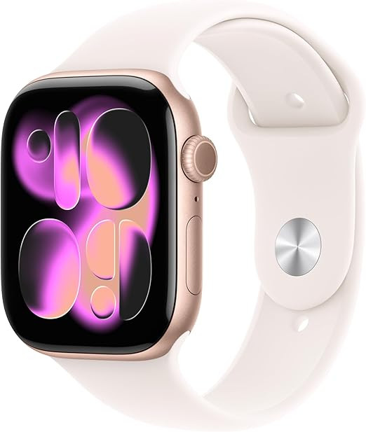 Apple Watch Series 11 [GPS 46mm] Smartwatch with Rose Gold Aluminum Case with Light Blush Sport B... | Amazon (US)