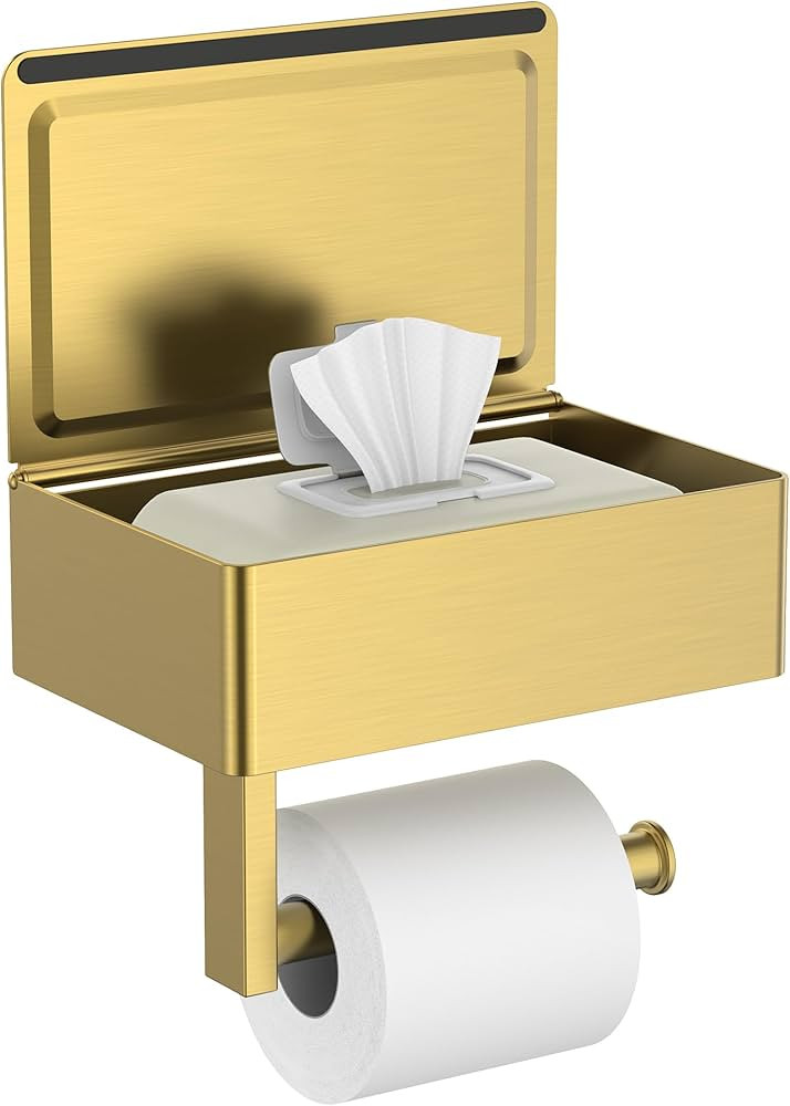 FORIOUS Toilet Paper Holder with Shelf, Sanitary Napkin Receptacle Tampon Holder, Wall Mount Toil... | Amazon (US)