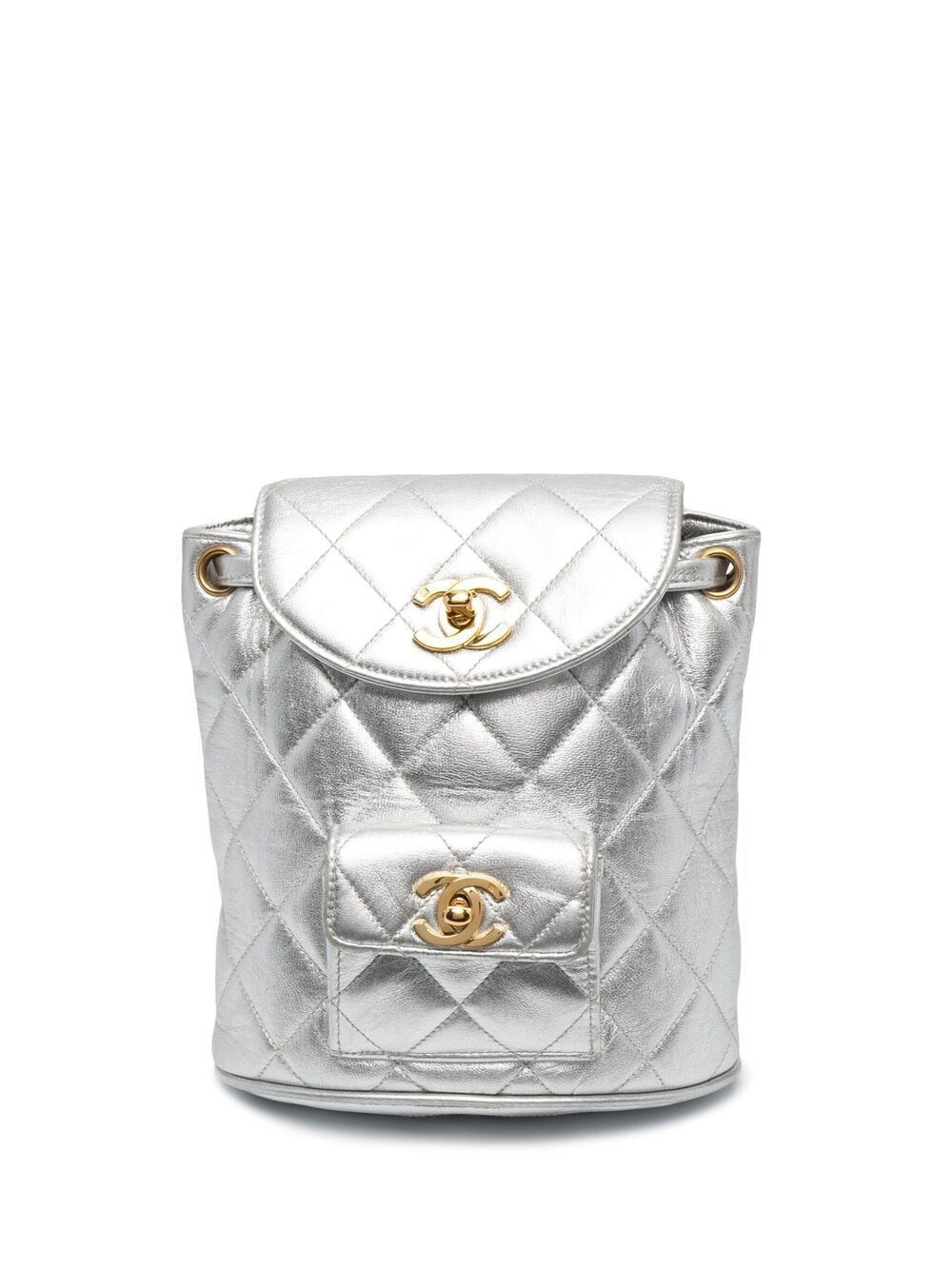 CHANEL Pre-Owned 1991-1994 CC Turn-lock backpack - Silver | Farfetch Global