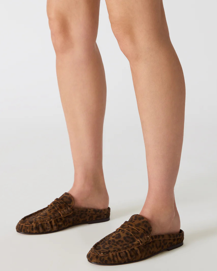 RAFE Leopard Suede Slip-On Mule Women's Flat | Steve Madden (US)