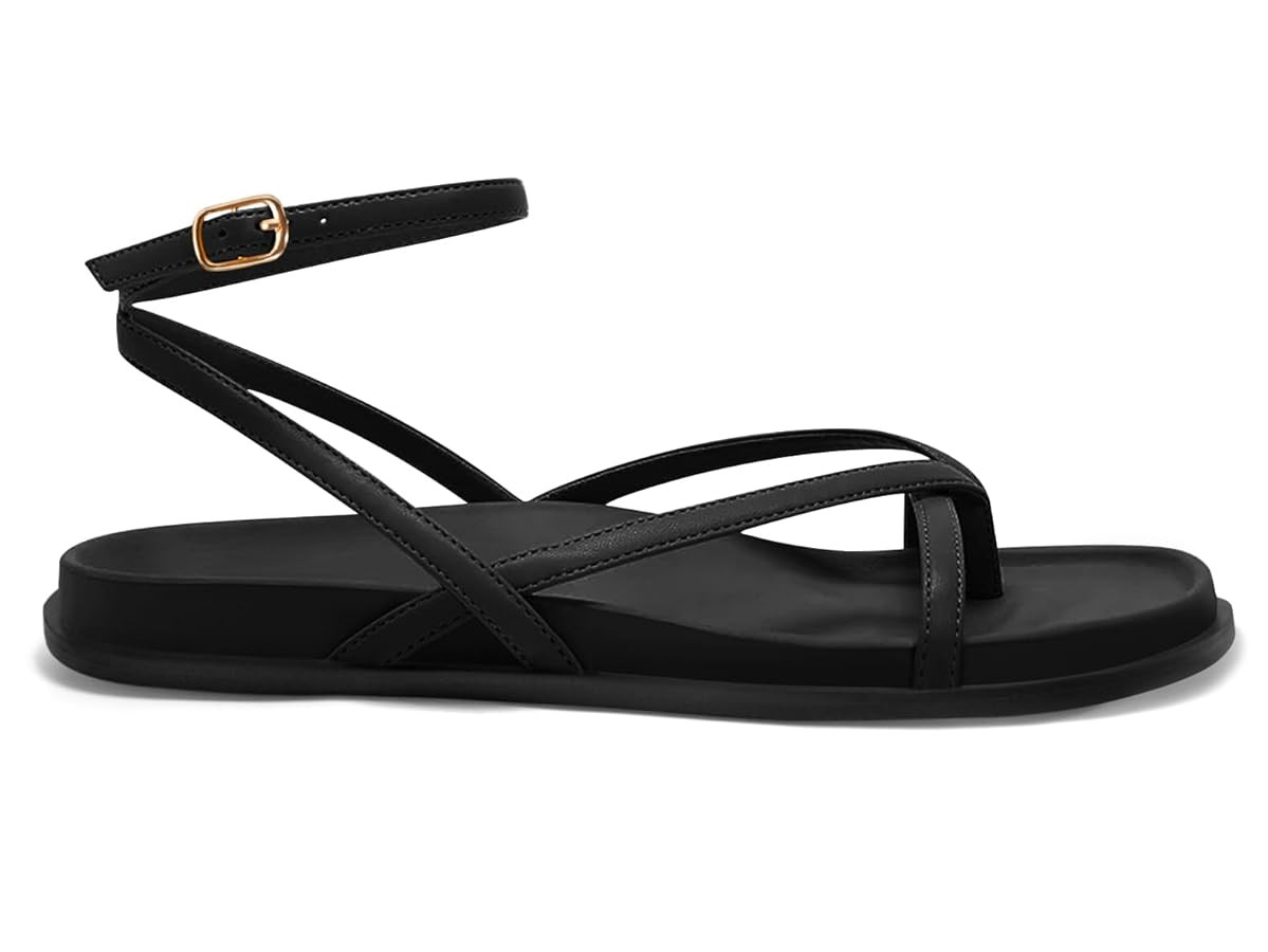 Coutgo Womens Strappy Flat Sandals Comfortable Flip Flop Footbed Sandals Ankle Strap Summer Beach... | Amazon (US)