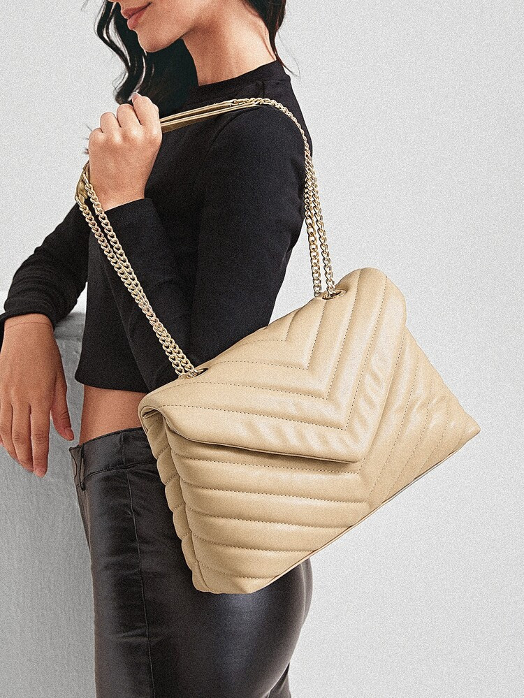 SHEIN BIZwear Chevron Chain Shoulder Bag | SHEIN