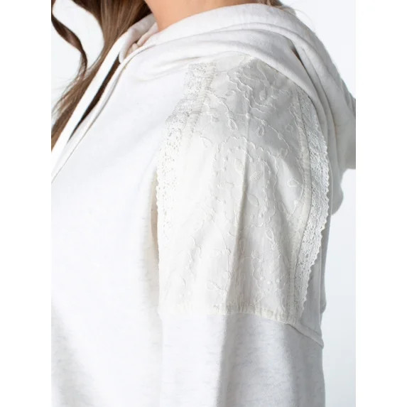 Celebrity Pink Women's and Women's Plus Lace Trim Hoodie Sweatshirt, Sizes XS-4X | Walmart (US)